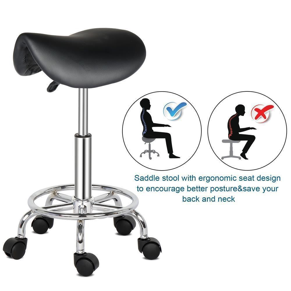 Adjustable Hydraulic Swivel Hair Salon & Barber Stool with Wheels