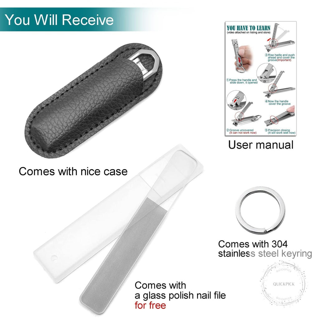 Ultra-Thin Mini Travel Nail Clippers Set with Nail File & Case