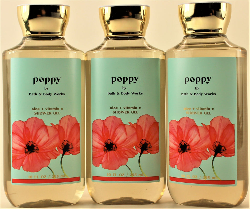 Bath & Body Works Poppy Body Wash Shower Gel 10oz - Pack of 3