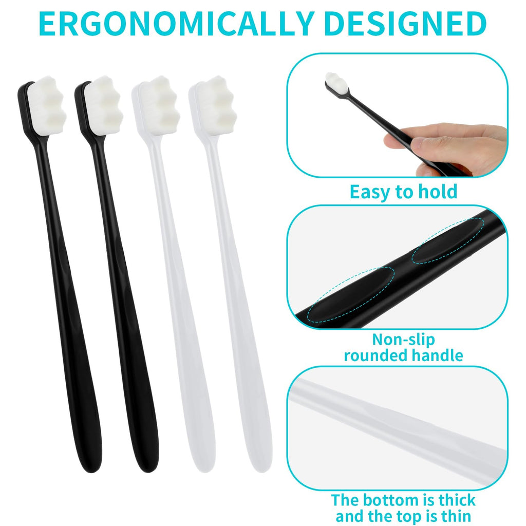 Ultra Soft Micro Nano Manual Toothbrush Pack of 4 for Sensitive Teeth