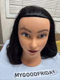 Mannequin Head with Synthetic Hair for Hairdressing Training and Styling Practice