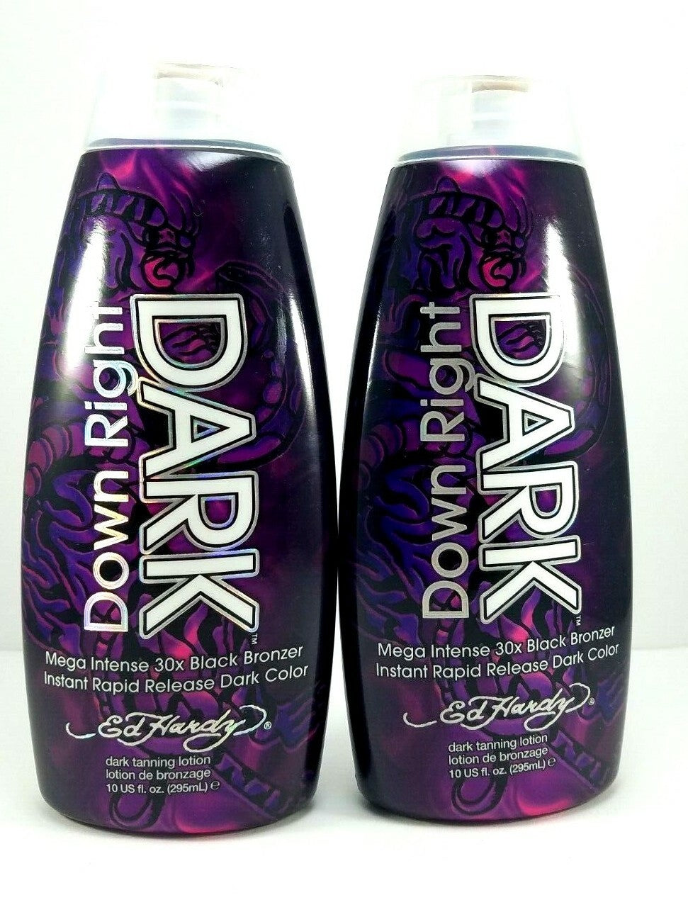 2 Pack Ed Hardy Dark Bronzer Indoor Tanning Lotion - Black DHA Formula