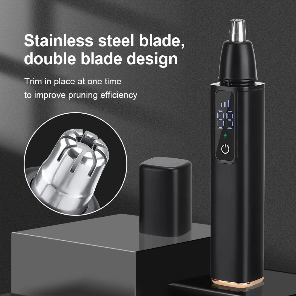 Electric Nose Ear Hair Trimmer Painless Portable USB Rechargeable with LED Display