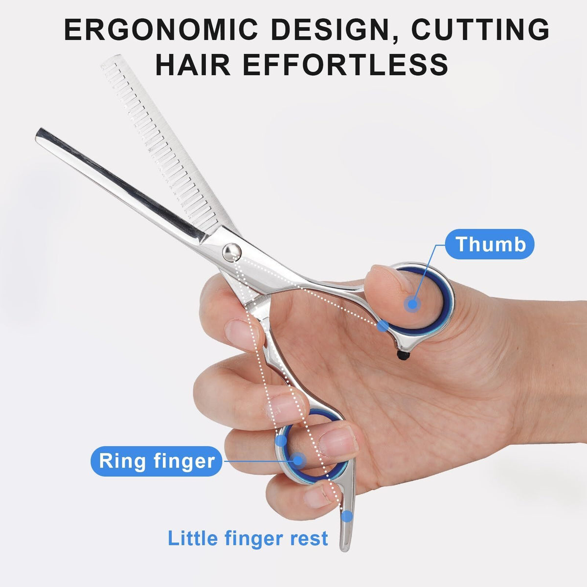 Professional Hair Cutting Scissors and Thinning Shears - High-Quality Stainless Steel, Ergonomic Design, Includes Protective Rings