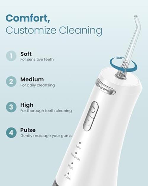 Water Dental Flosser Pick with 300ML Large Tank, Rechargeable Portable Oral Irrigator