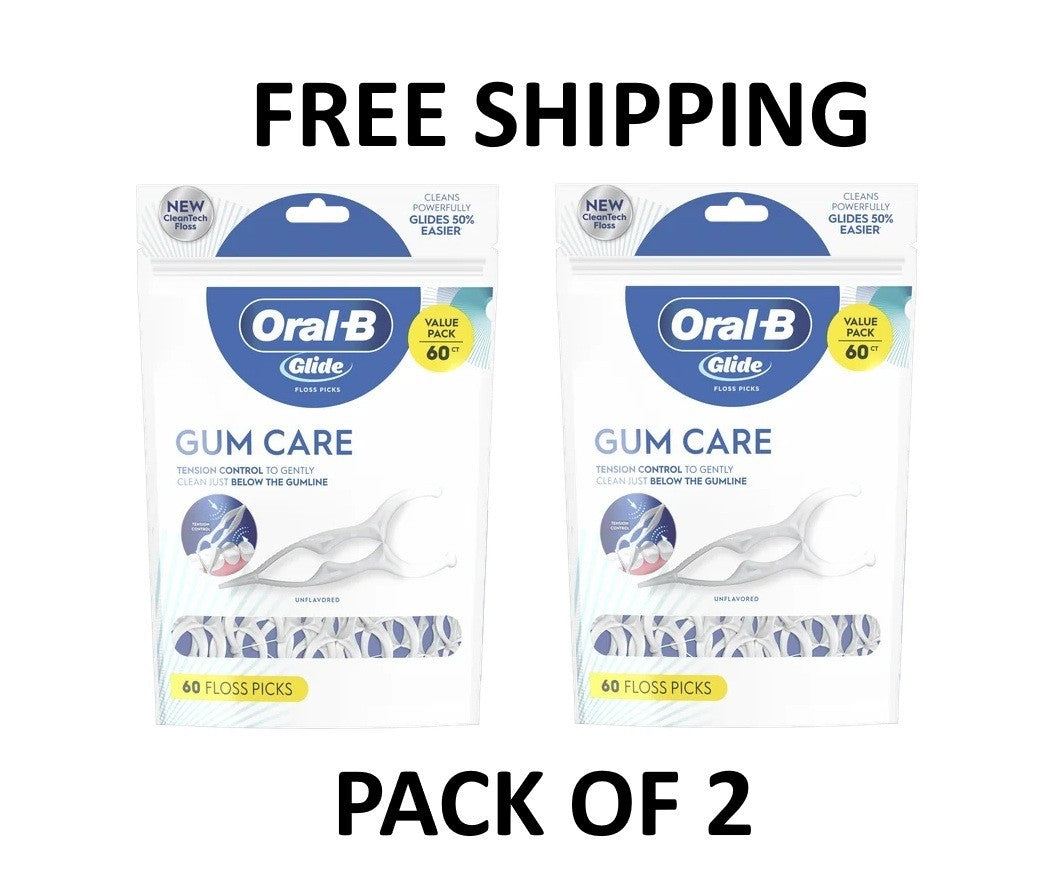Dental Floss Picks Tension Control Gum Care 60 Count Pack of 2