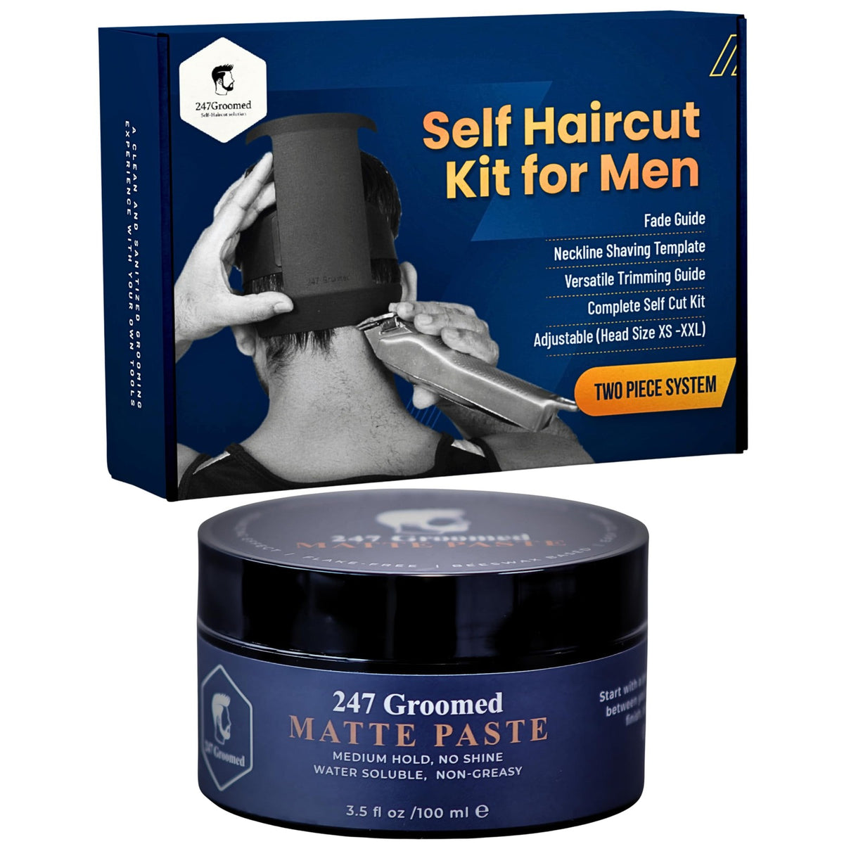 Men's Self Haircut Kit with Neckline Shaving Guide & Fade Band