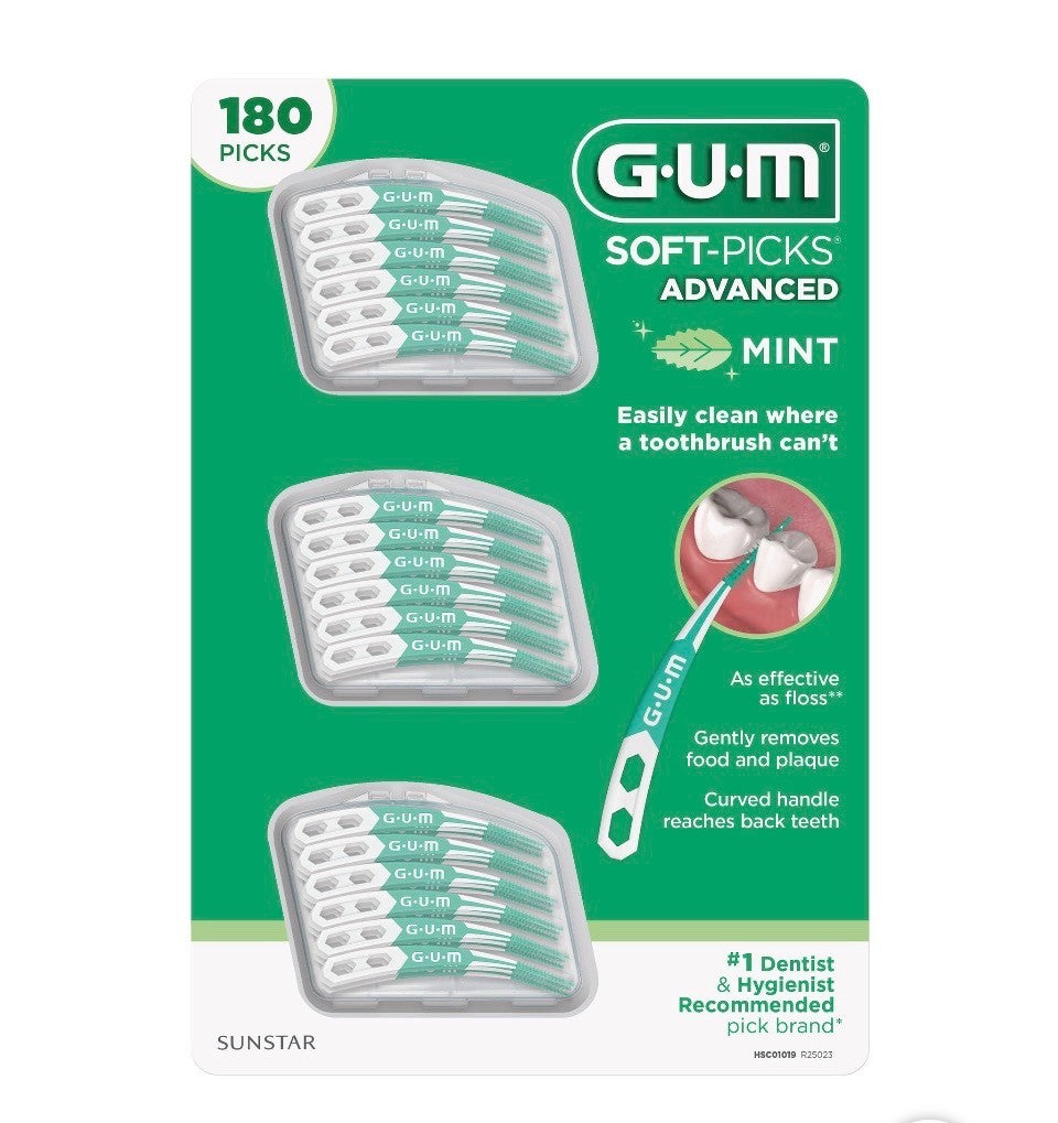 GUM Soft-Picks Advanced Mint Dental Picks 180 Count - Dentist Recommended
