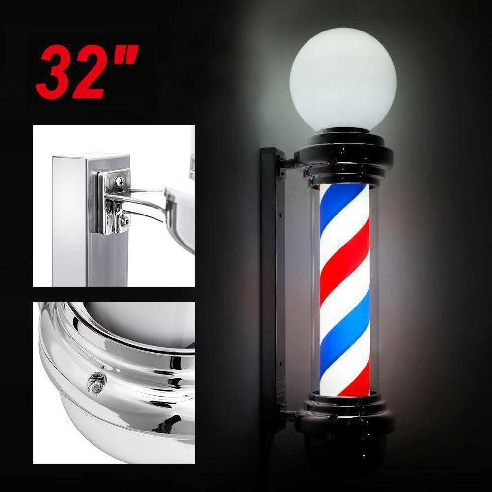 32-Inch Rotating LED Barber Pole Light for Shops and Salons