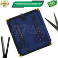 Professional 6.5 Inch Black Hair Cutting Thinning Scissors Set - Barber Shears with Plasma Coating