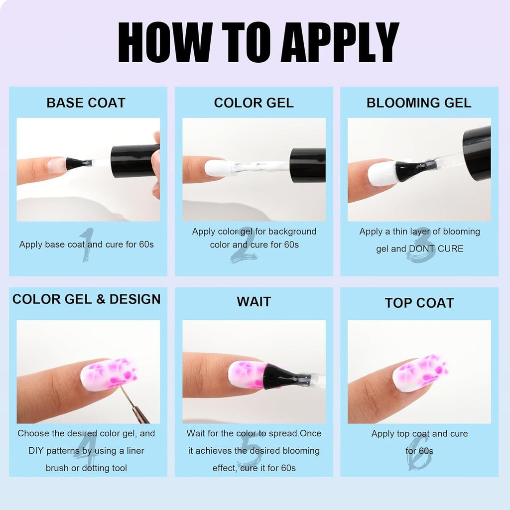 Blooming Gel Nail Polish 15ml Clear UV Gel for Watercolor & Marble Nail Art