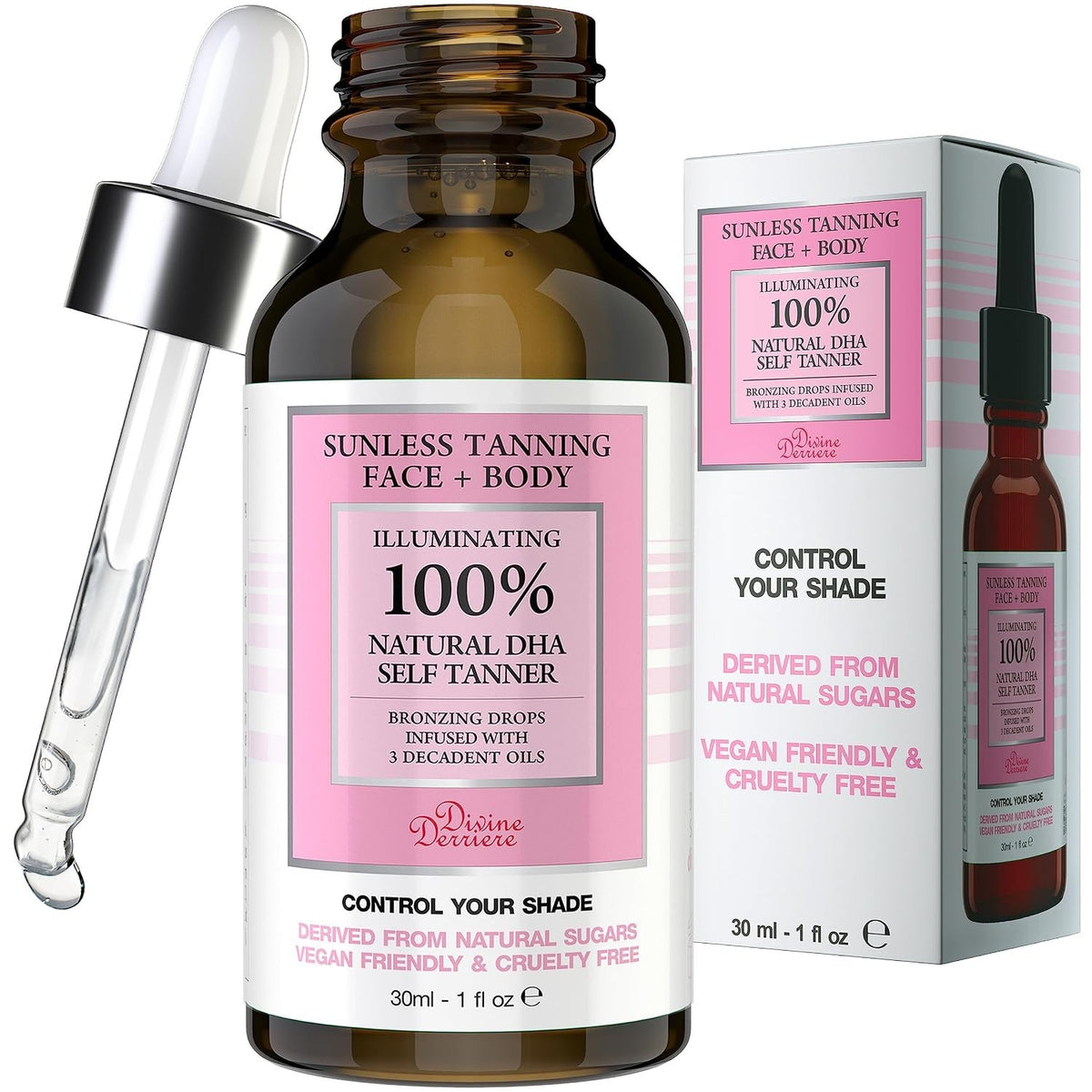 Self Tanner Drops for Face and Body - Sunless Tanning Serum 1 fl oz
