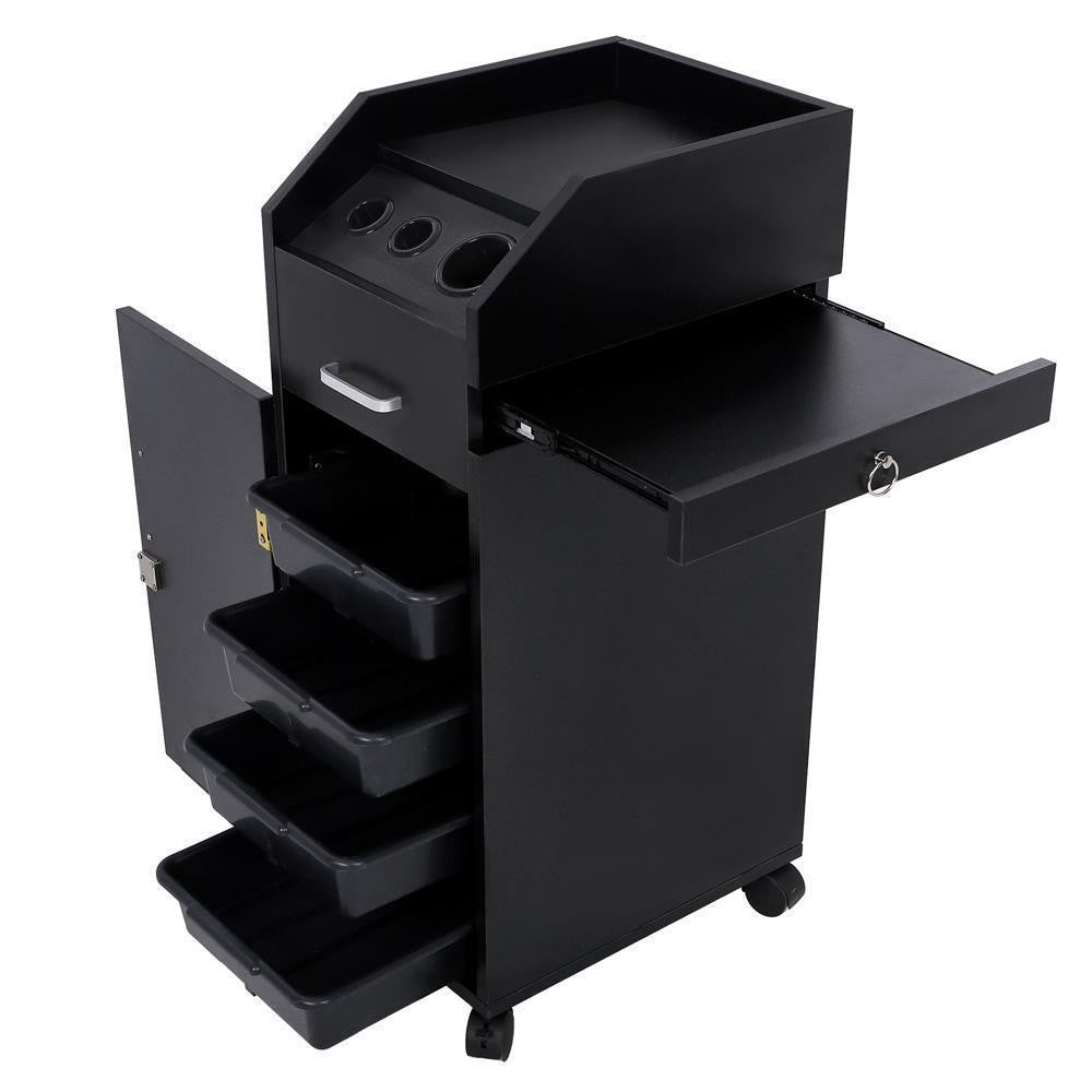 Salon Trolley Cart with 4 Drawers and Wheels - Hair Stylist Rolling Storage