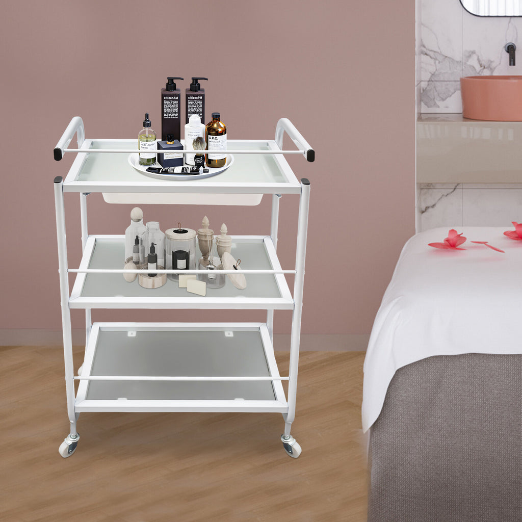 Rolling Trolley Cart for Beauty Salon & Spa Storage with Wheels and Drawers