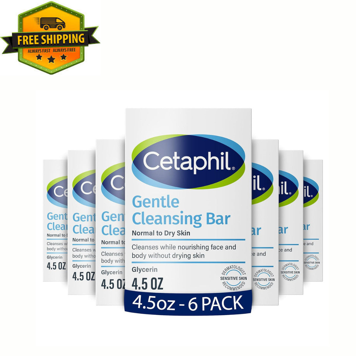 Cetaphil Gentle Cleansing Bar Soap for Sensitive Skin 4.5oz - 6 Pack