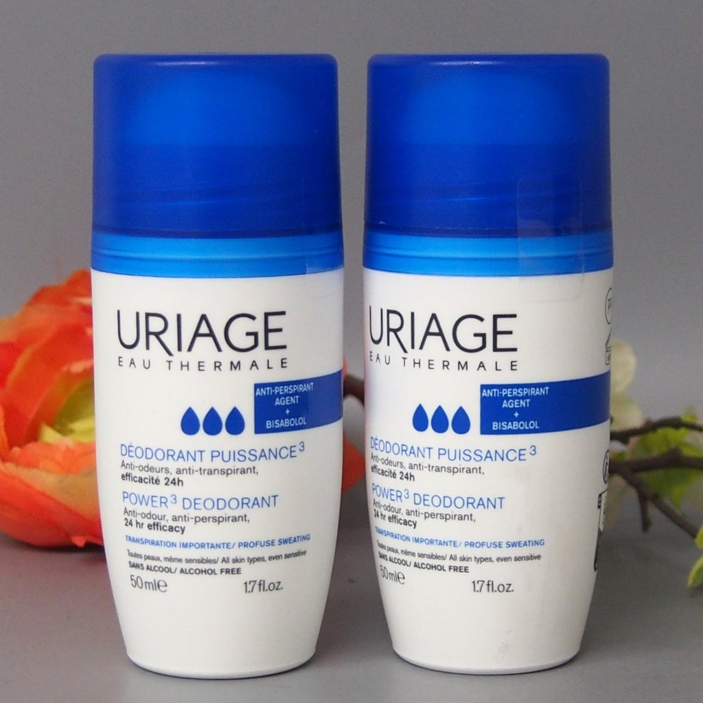Uriage Power 3 Anti-Odor Deodorant Roll-On 50ml - 2 Pack, Hypoallergenic