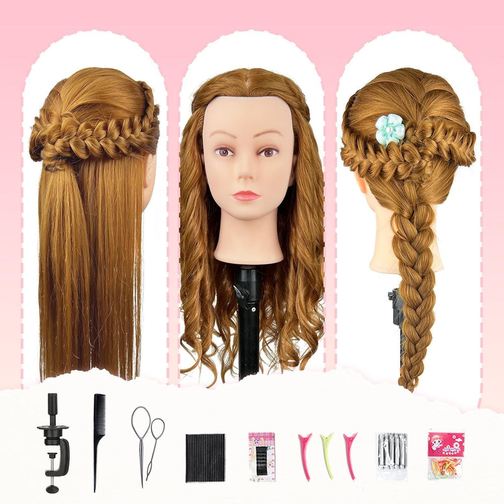 Mannequin Head 26-28 Inches with 80% Human Hair for Hair Styling Practice
