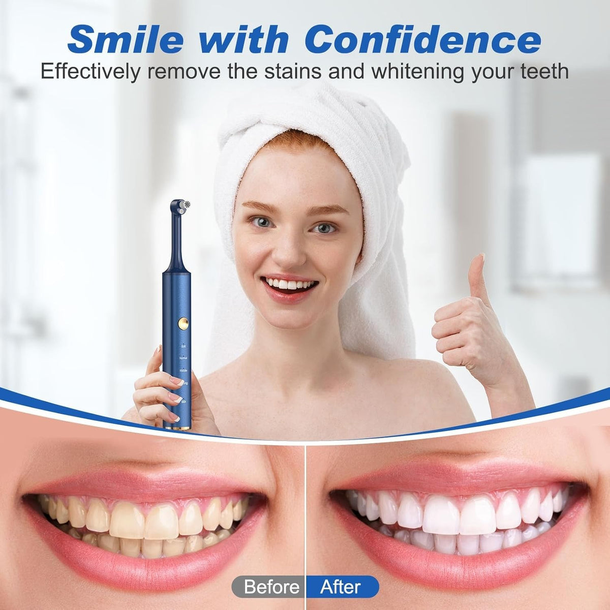 Rechargeable Tooth Polisher Kit with 5 Brush Heads for Stain Removal