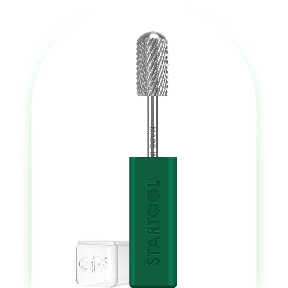 Nail Drill Bit Coarse Round Top Large Barrel for Gel, Acrylic, Calluses - Silver