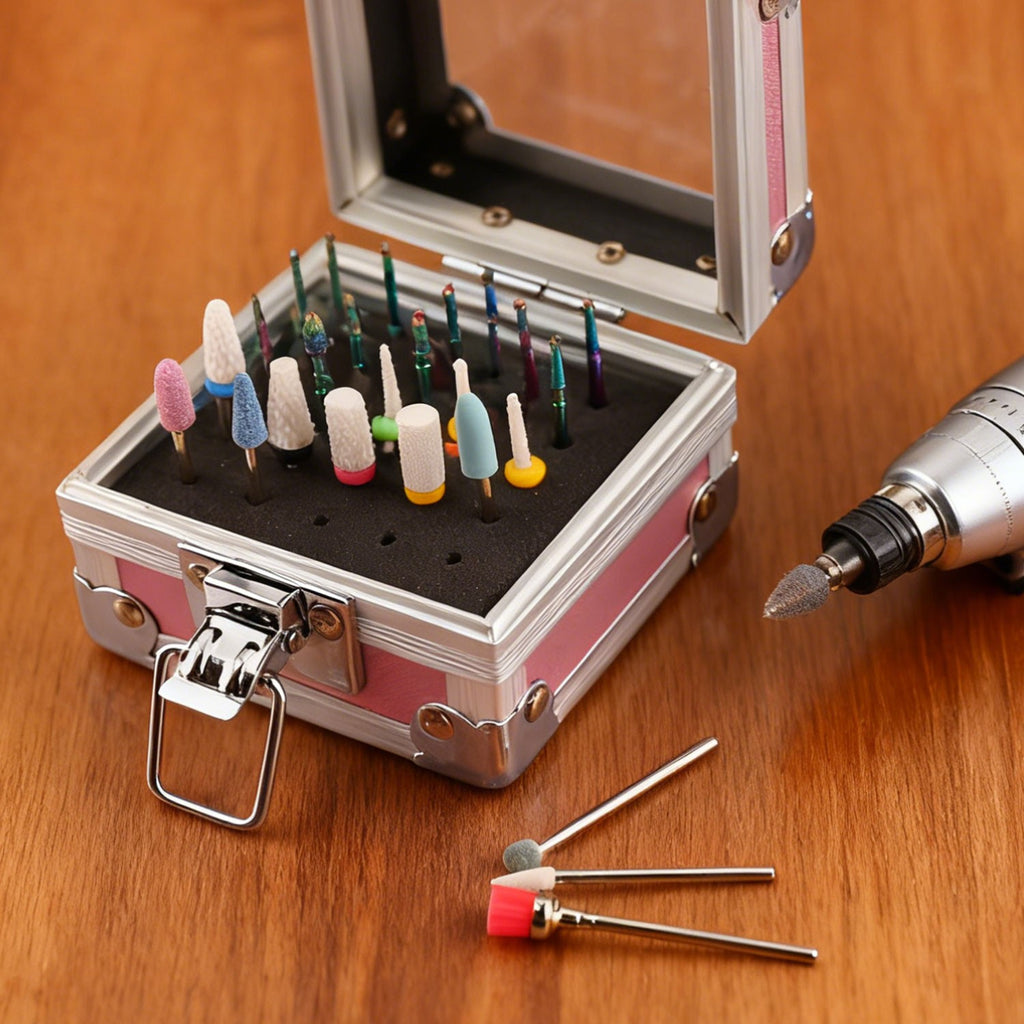 25Pcs Nail Drill Bit Set with Storage Box - Ceramic, Diamond, Carbide for Manicure & Pedicure