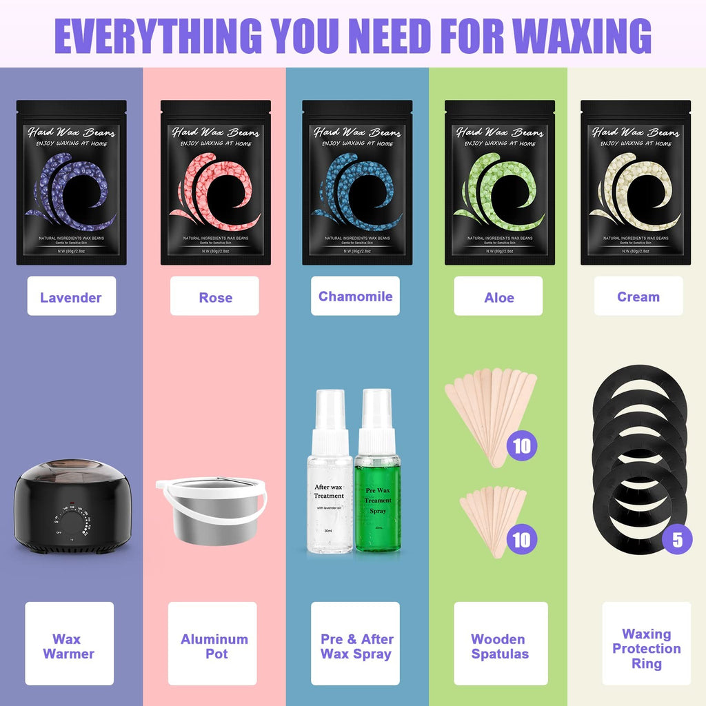 Digital Wax Warmer Kit for Hair Removal with Natural Cera Beads, Includes Pre & Post Spray