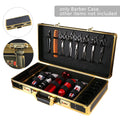 Large Barber Travel Case with Lock Gold Finish for Clippers & Tools