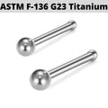 18G 2.5mm Titanium Nose Ring Stud Ball 2.5mm - Grade 23 Implant Piercing