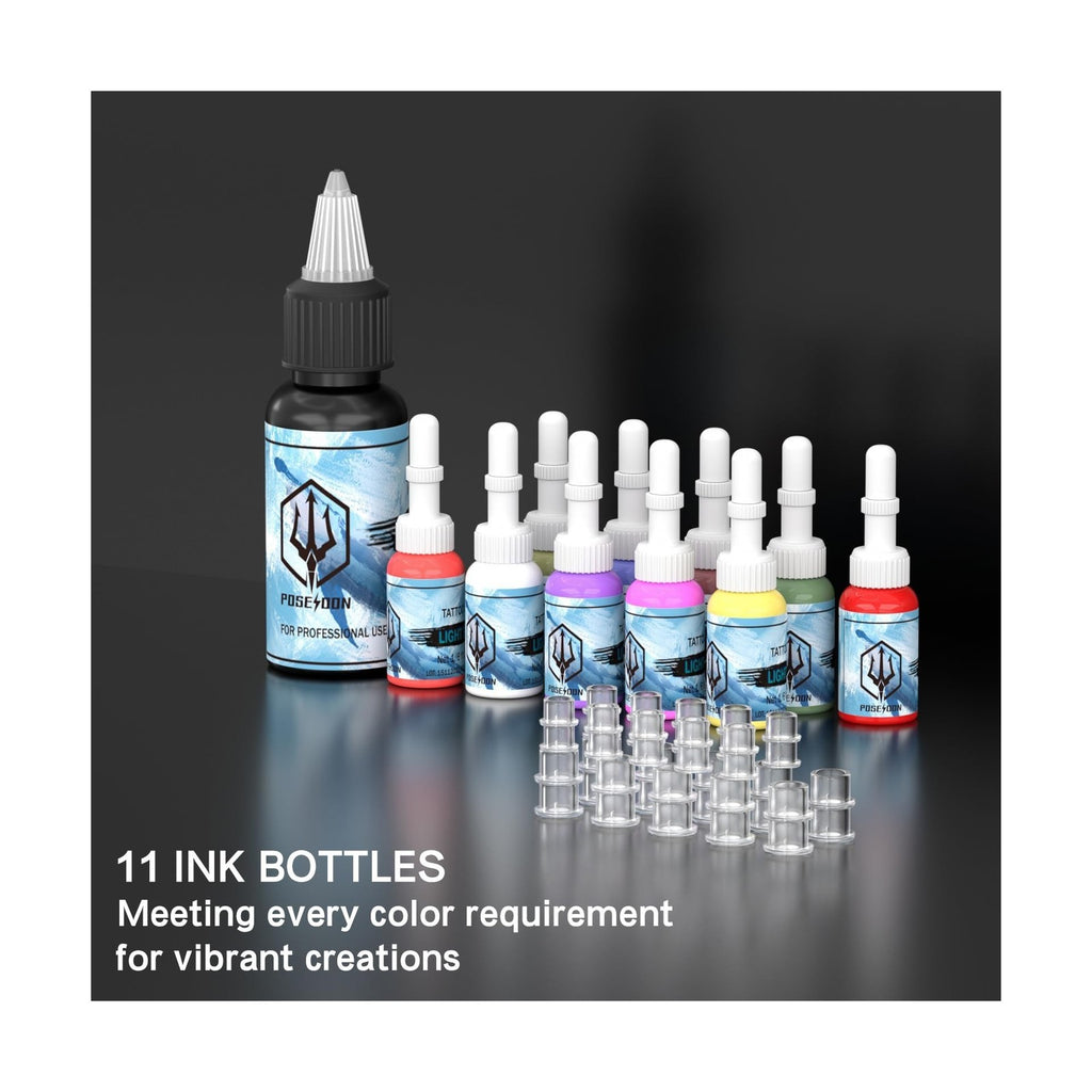Poseidon Wireless Tattoo Gun Kit with 2 Batteries, 87-Piece Professional Set