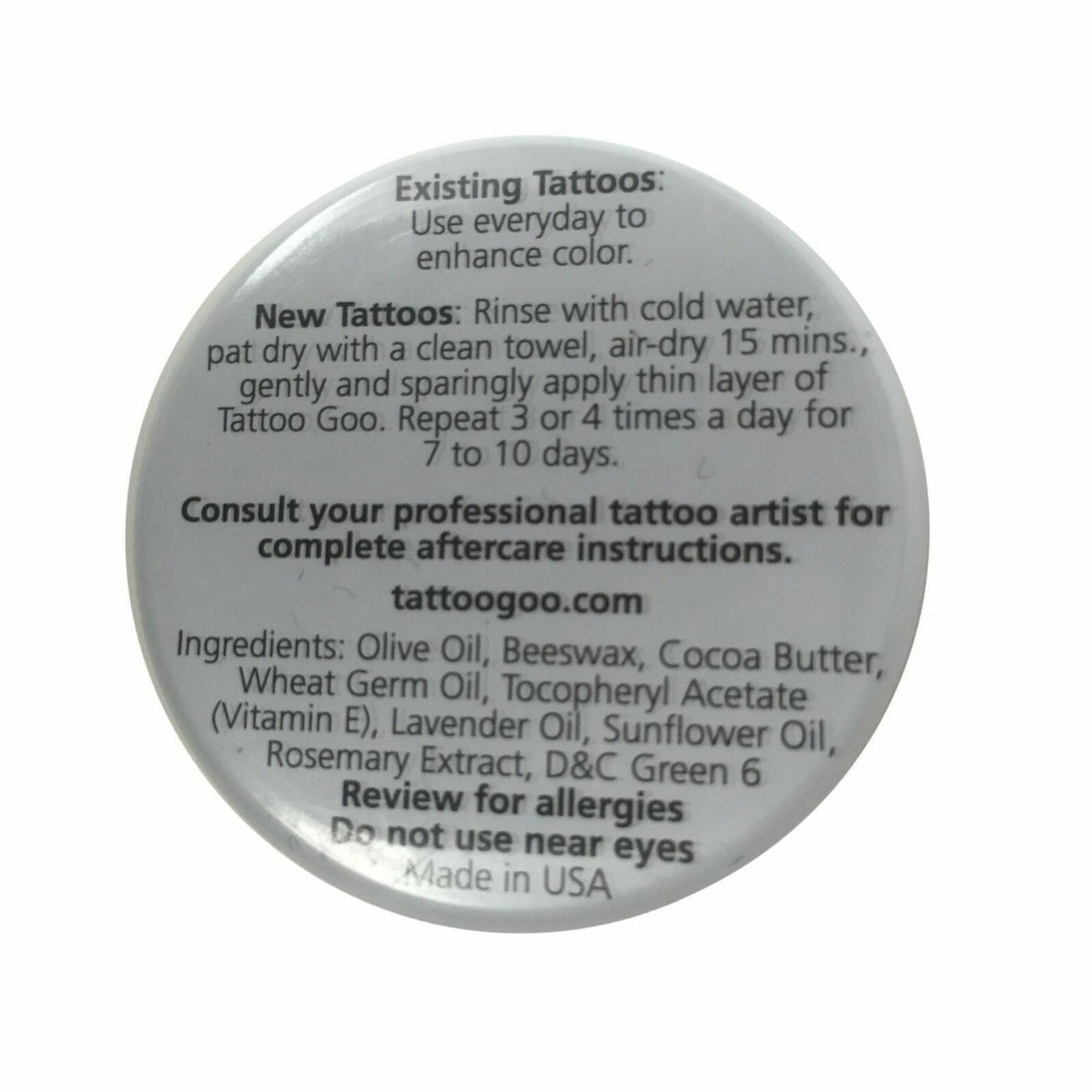 Tattoo Aftercare Goo Balm Ointment 0.75 oz – Beeswax Olive Oil Antioxidant Formula
