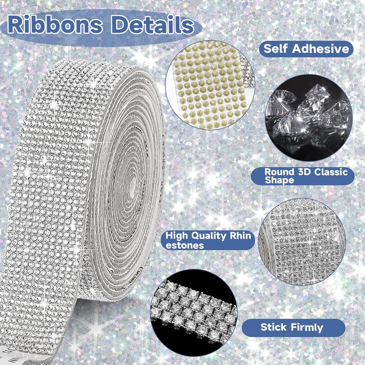 Rotating Makeup Organizer Brush Holder with DIY Diamond Decorations, Silver