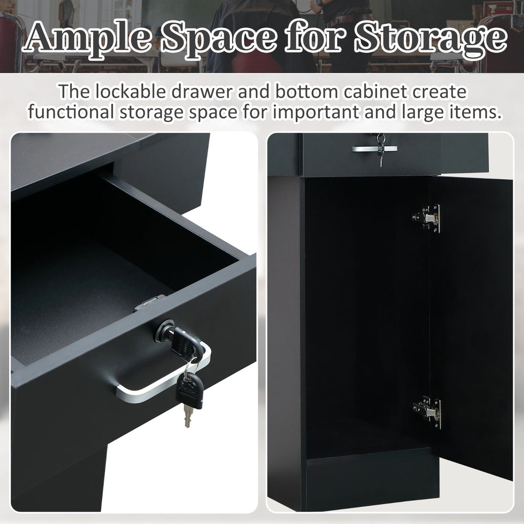 Salon Station Storage Cabinet with Glass Doors and Shelves for Beauty & Barber Shops