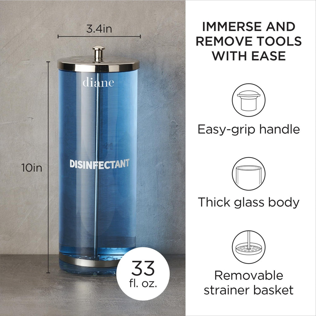 Glass Disinfectant Jar for Salon Sterilizing, 32 Ounces