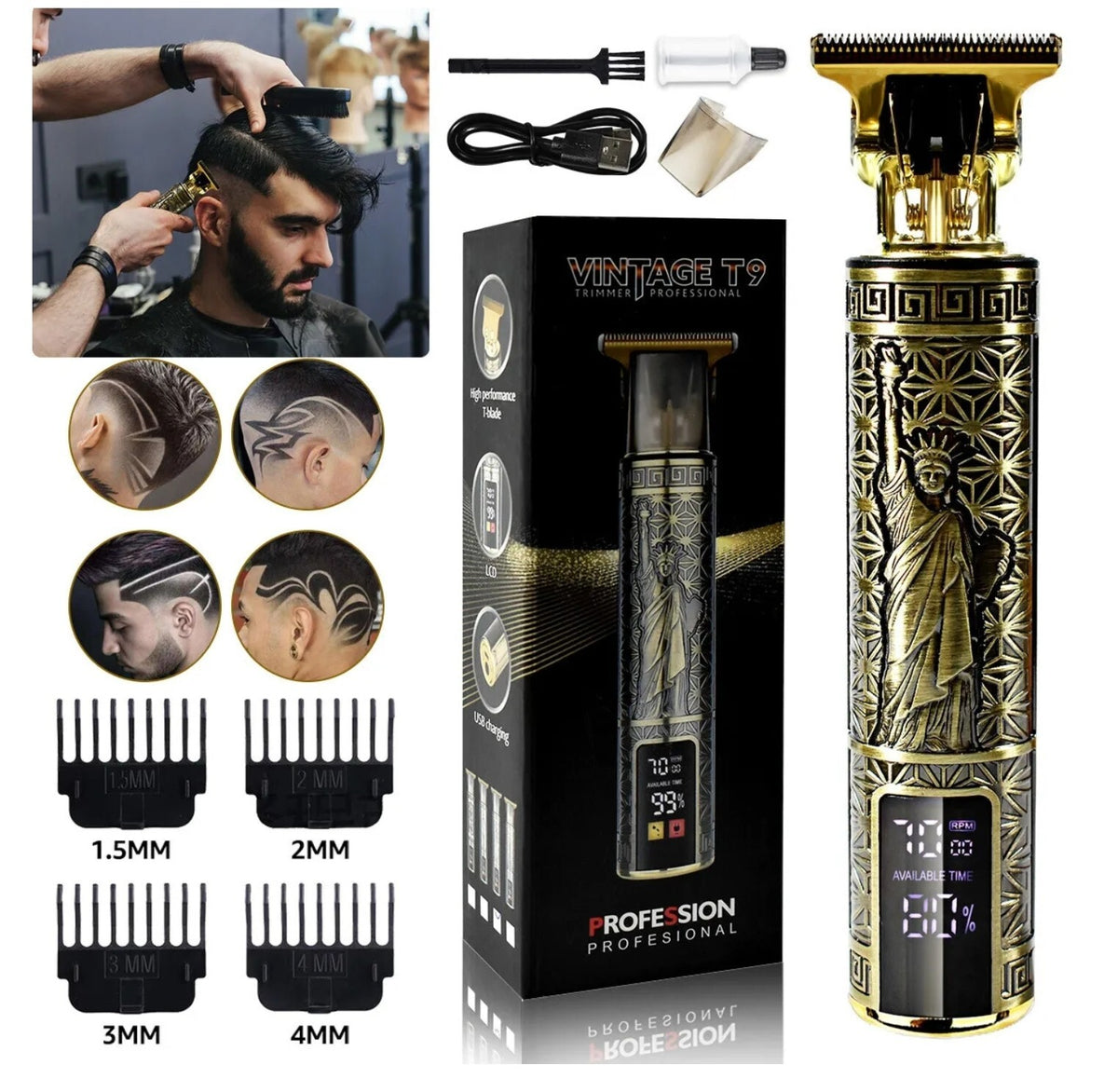 Professional Cordless Beard & Hair Trimmer for Men Zero Gapped Edgers