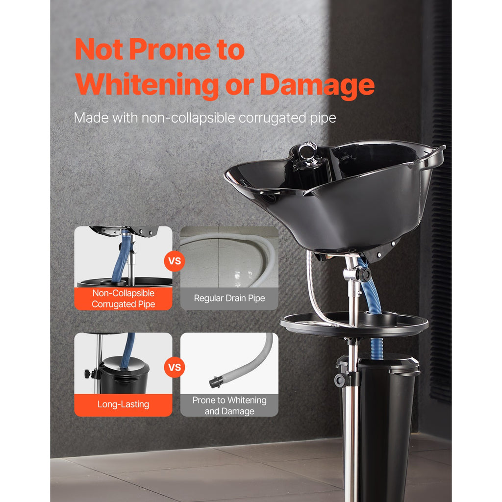 Portable Shampoo Basin with Adjustable Height & Showerhead for Hair Washing