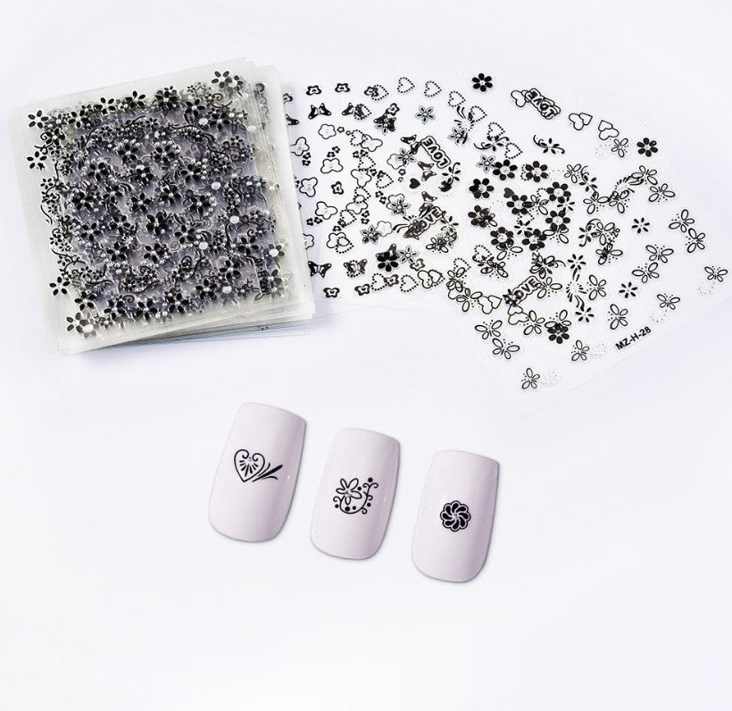 Nail Art Sticker Decal Set for 3D Nail Design - Multiple Colors & Sheets