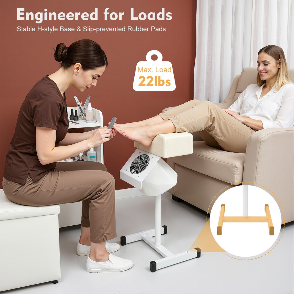 Salon Pedicure Manicure Chair Footrest with Dust Fan & Adjustable Height
