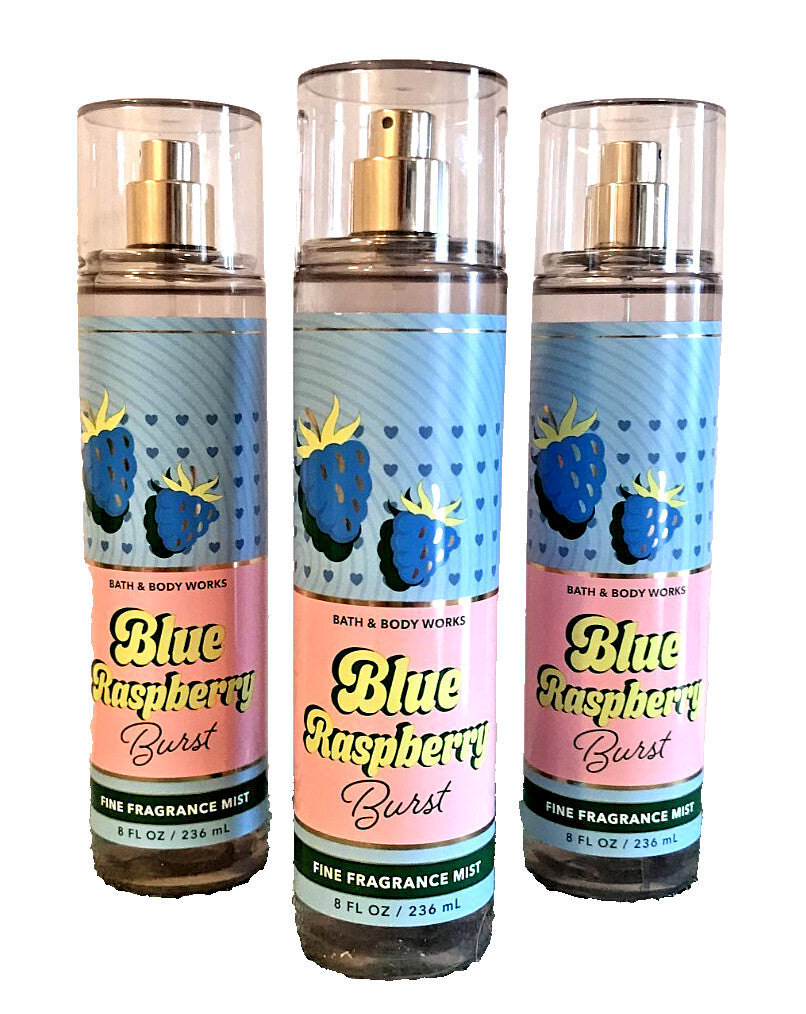 Blue Raspberry Burst Body Mist - 8 OZ Fragrance Spray Pack of 3