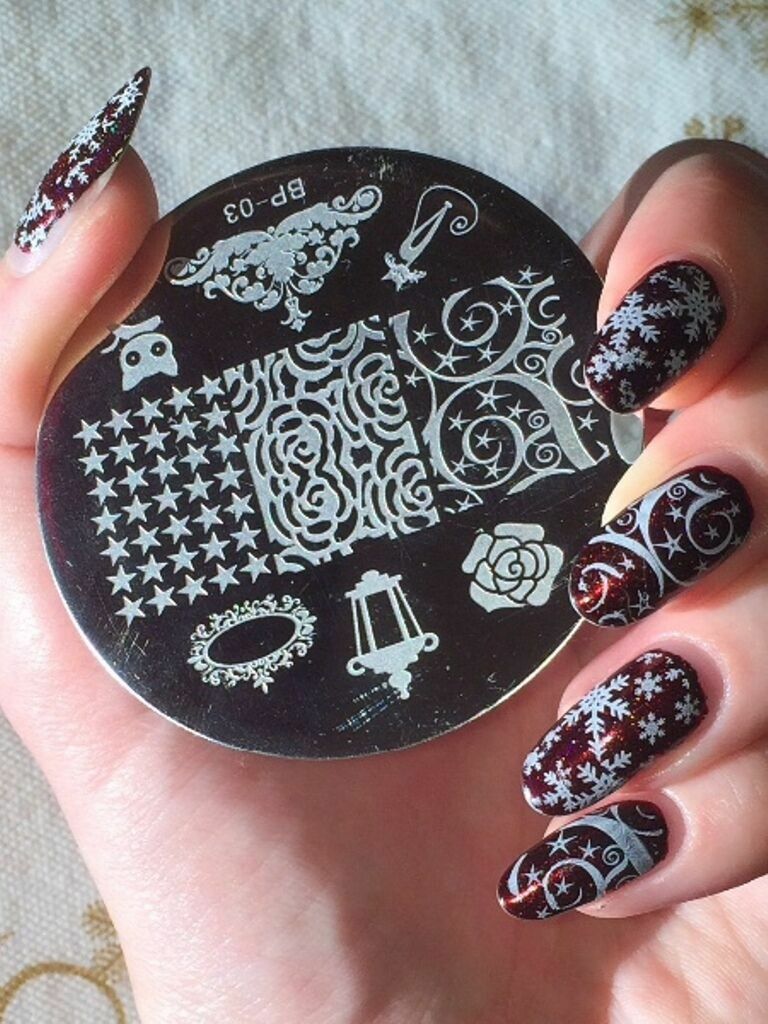 Nail Art Stamping Plate Black Cat Rose Theme for Manicure BP 03
