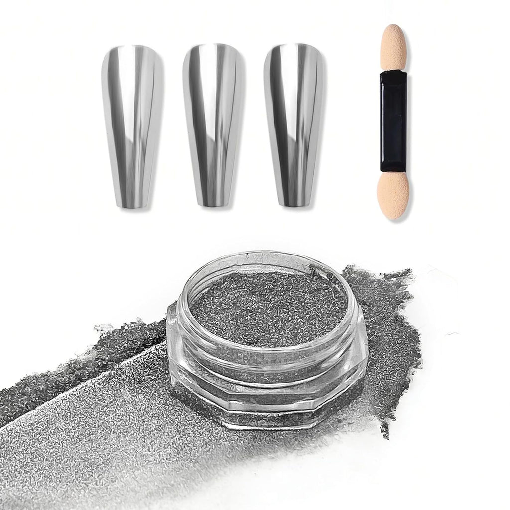 Silver Chrome Nail Powder for Dazzling Nail Art & Holiday Designs