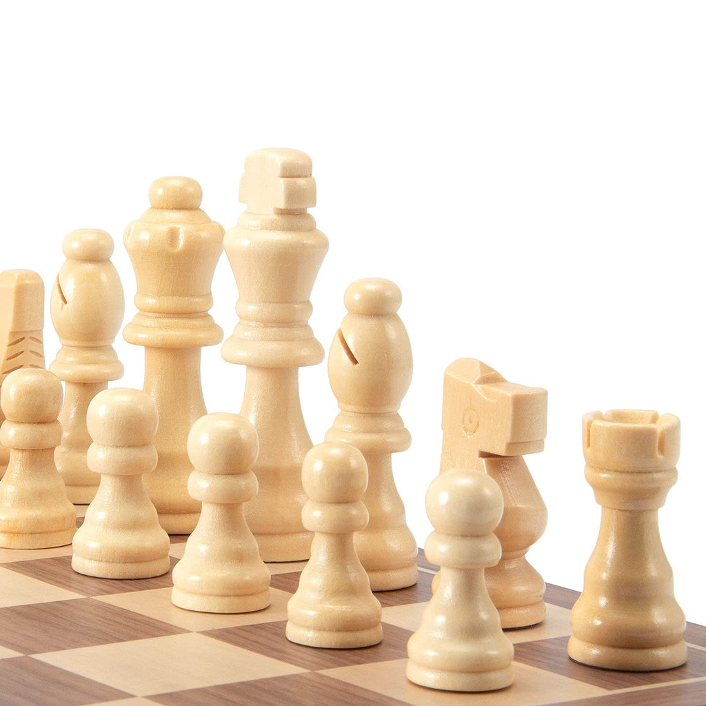 Wooden Chess Pieces Set - 32 Handcrafted French Staunton Style, Bronze Finish