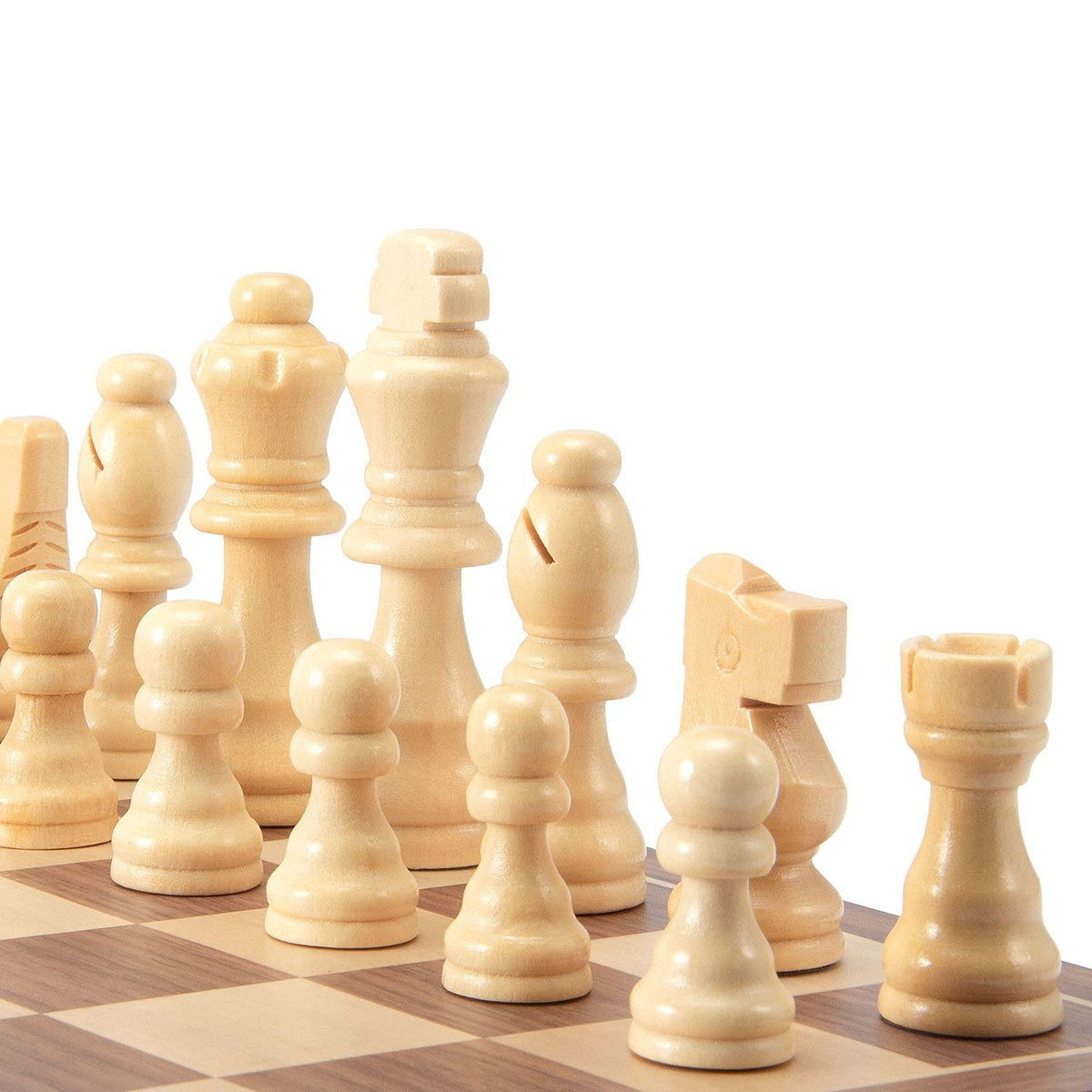 Wooden Chess Pieces Set - 32 Handcrafted French Staunton Style, Bronze Finish