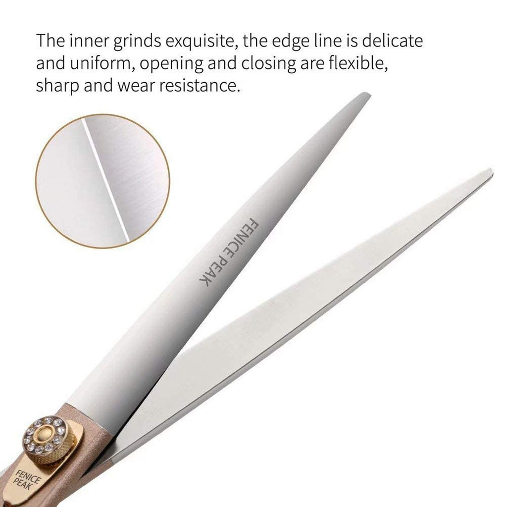 Dog Grooming Scissors 7-Inch Stainless Steel Pet Shears with Rose Gold Finish