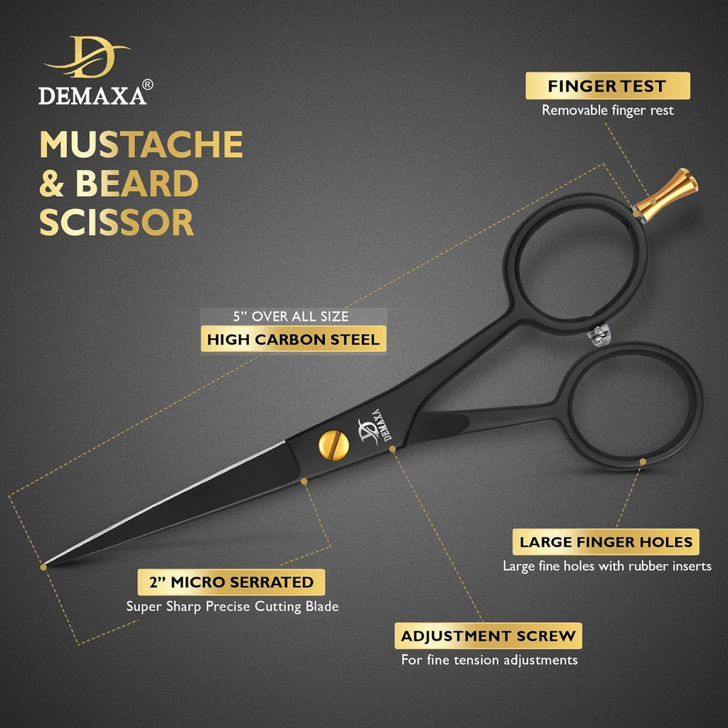 Professional Beard Scissors for Men with Mustache Comb & Grooming Kit
