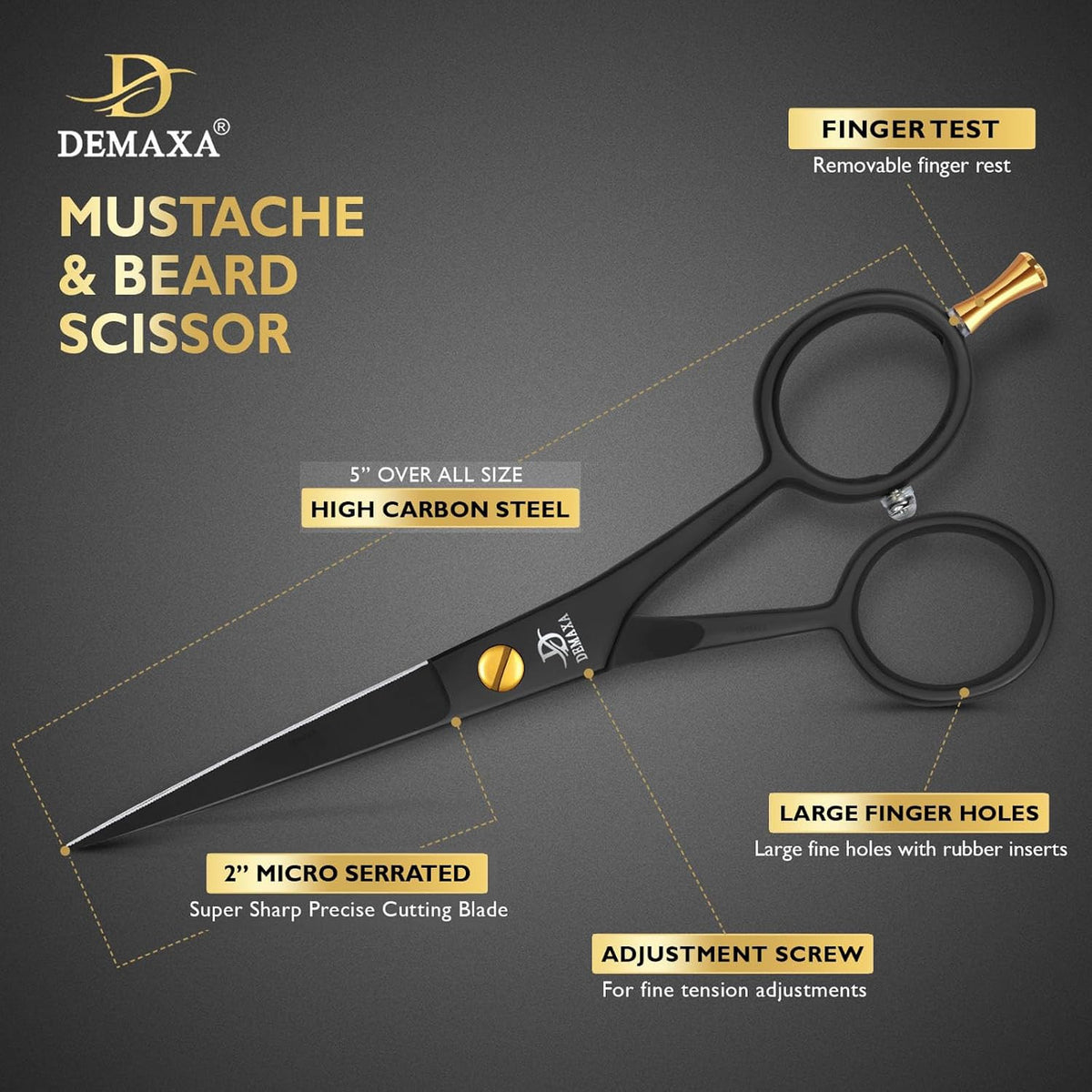 Professional Beard Scissors for Men with Mustache Comb & Grooming Kit