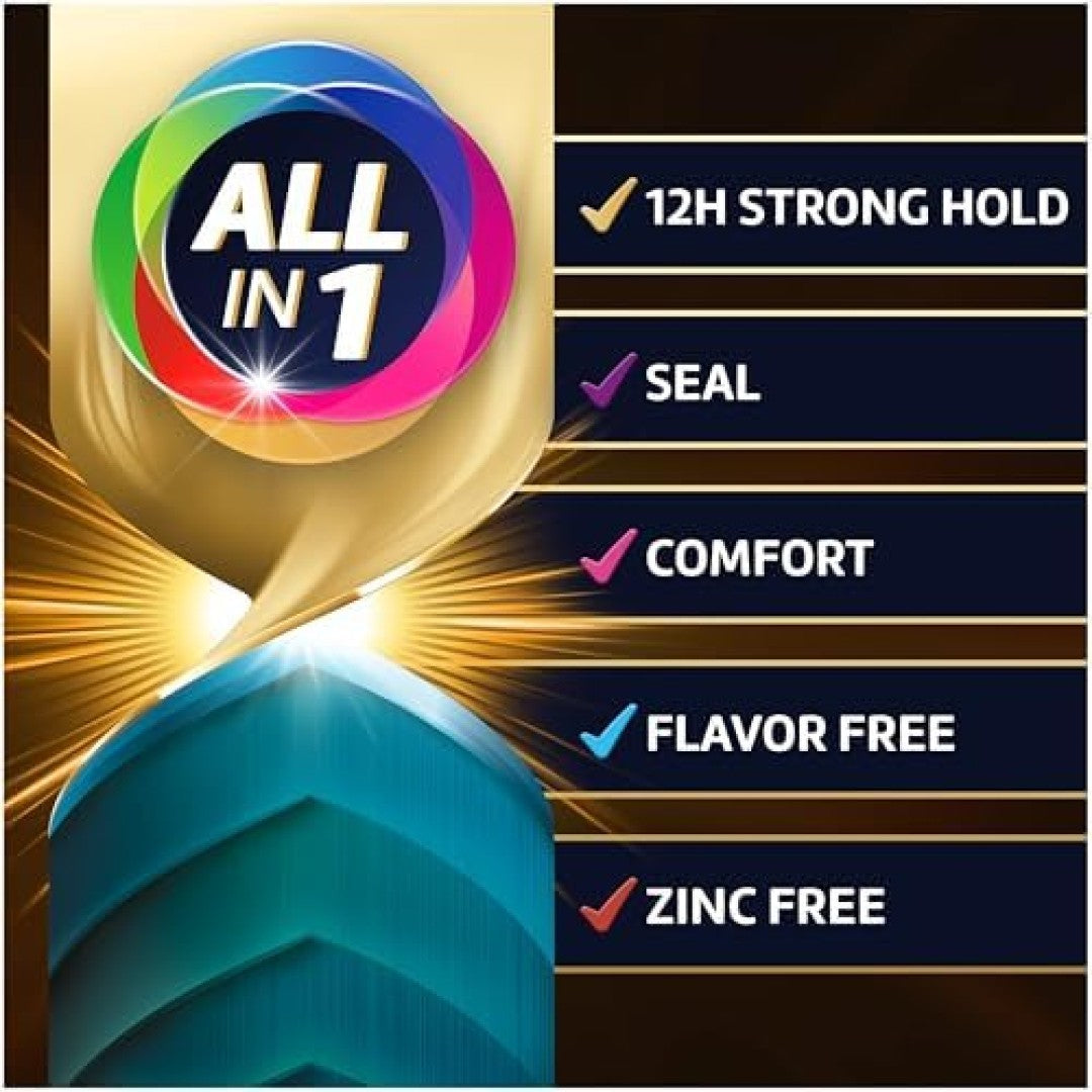 Denture Adhesive Cream - Zinc-Free, 12-Hour Strong Hold, 4 Pack