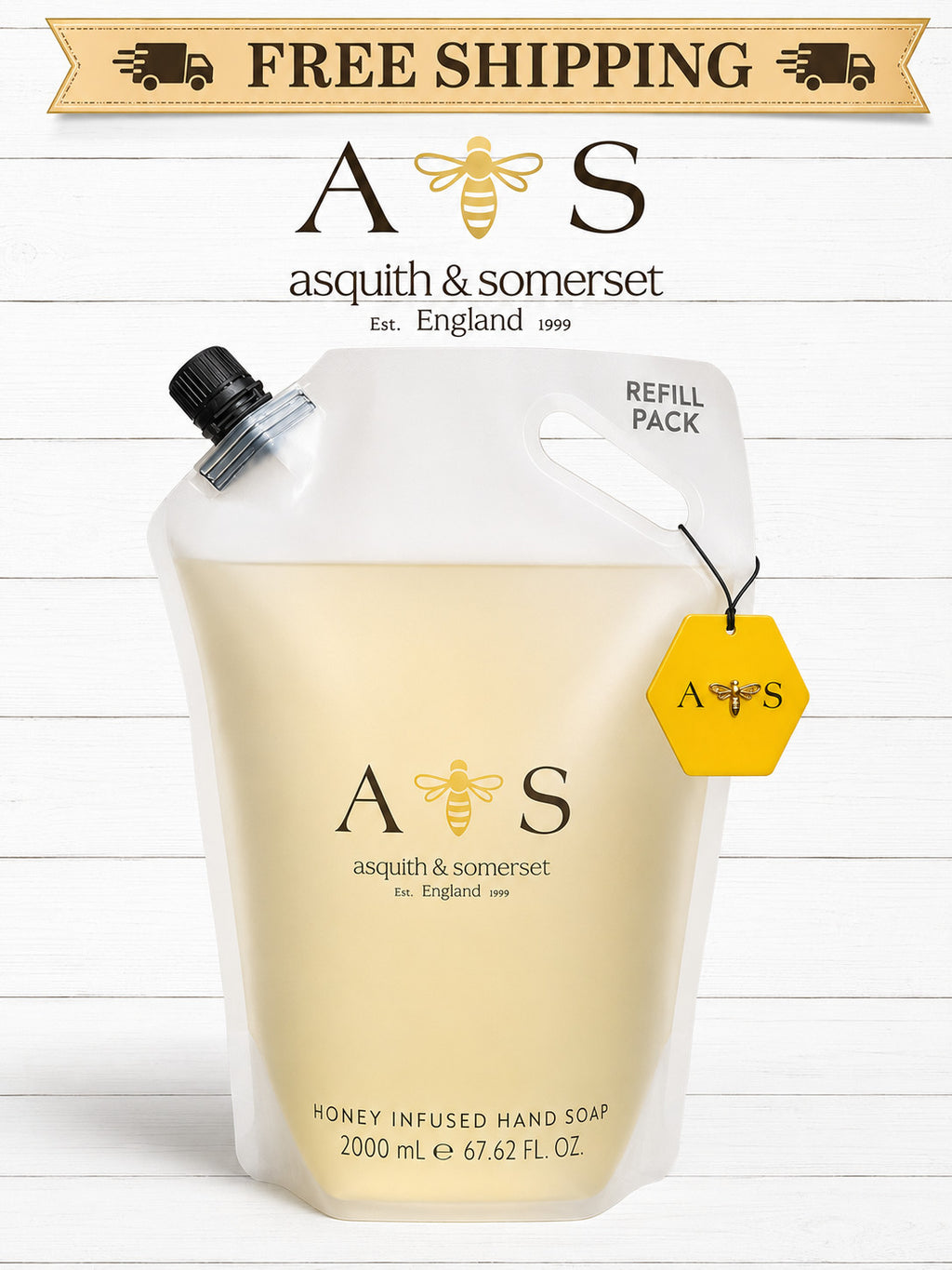 Honey Infused Hand Soap Refill Pouch - 67.62 Oz | Large Liquid Hand Wash