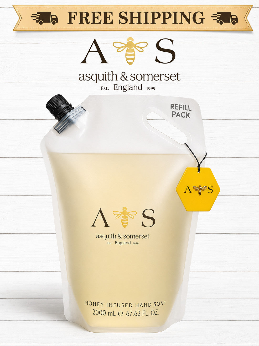 Honey Infused Hand Soap Refill Pouch - 67.62 Oz | Large Liquid Hand Wash