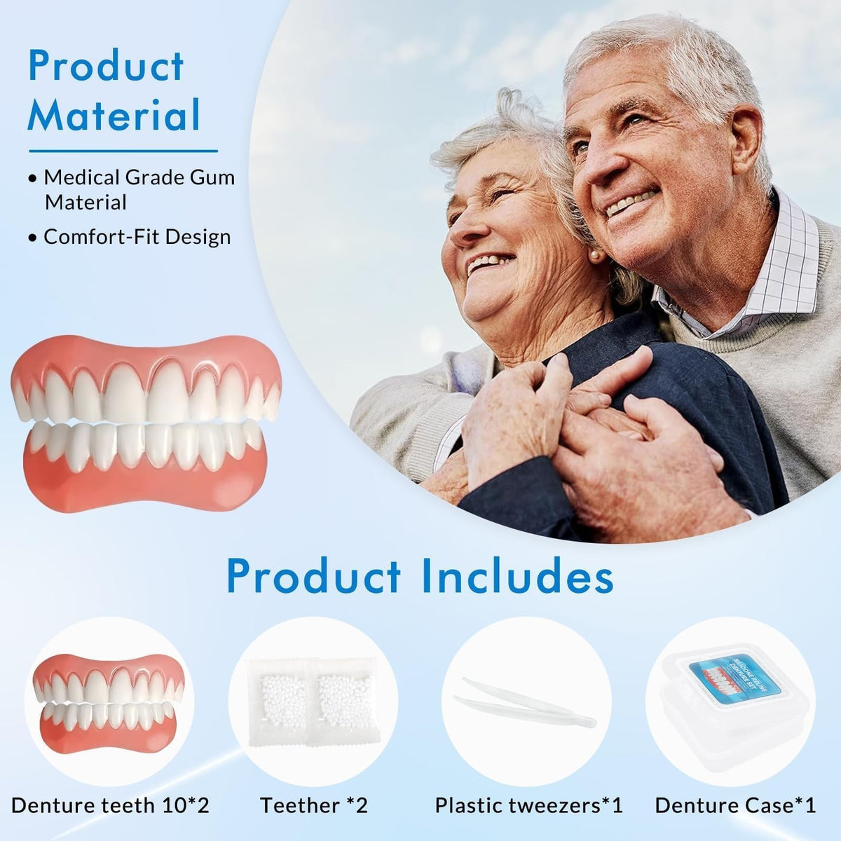 Moldable Silicone Denture Set Natural-Looking False Teeth & Veneers