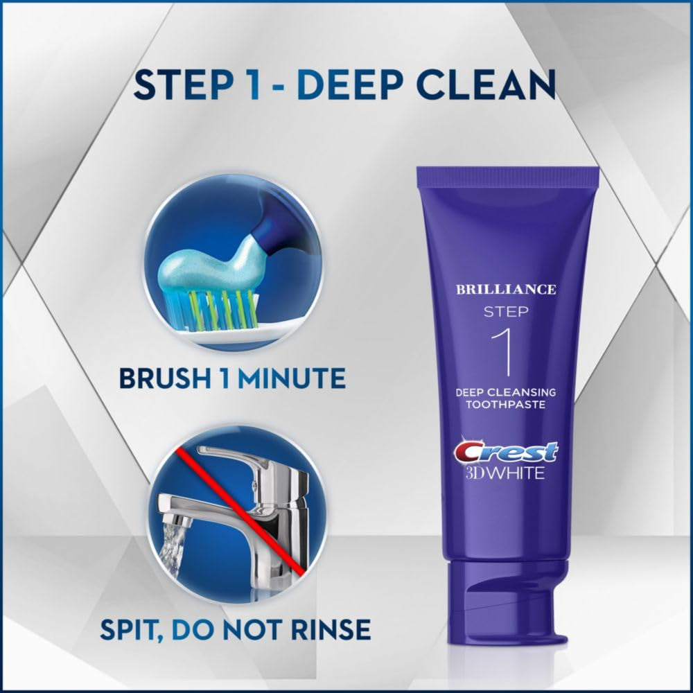 Crest 3D White Brilliance Whitening Kit with Deep Cleansing Toothpaste & Finisher