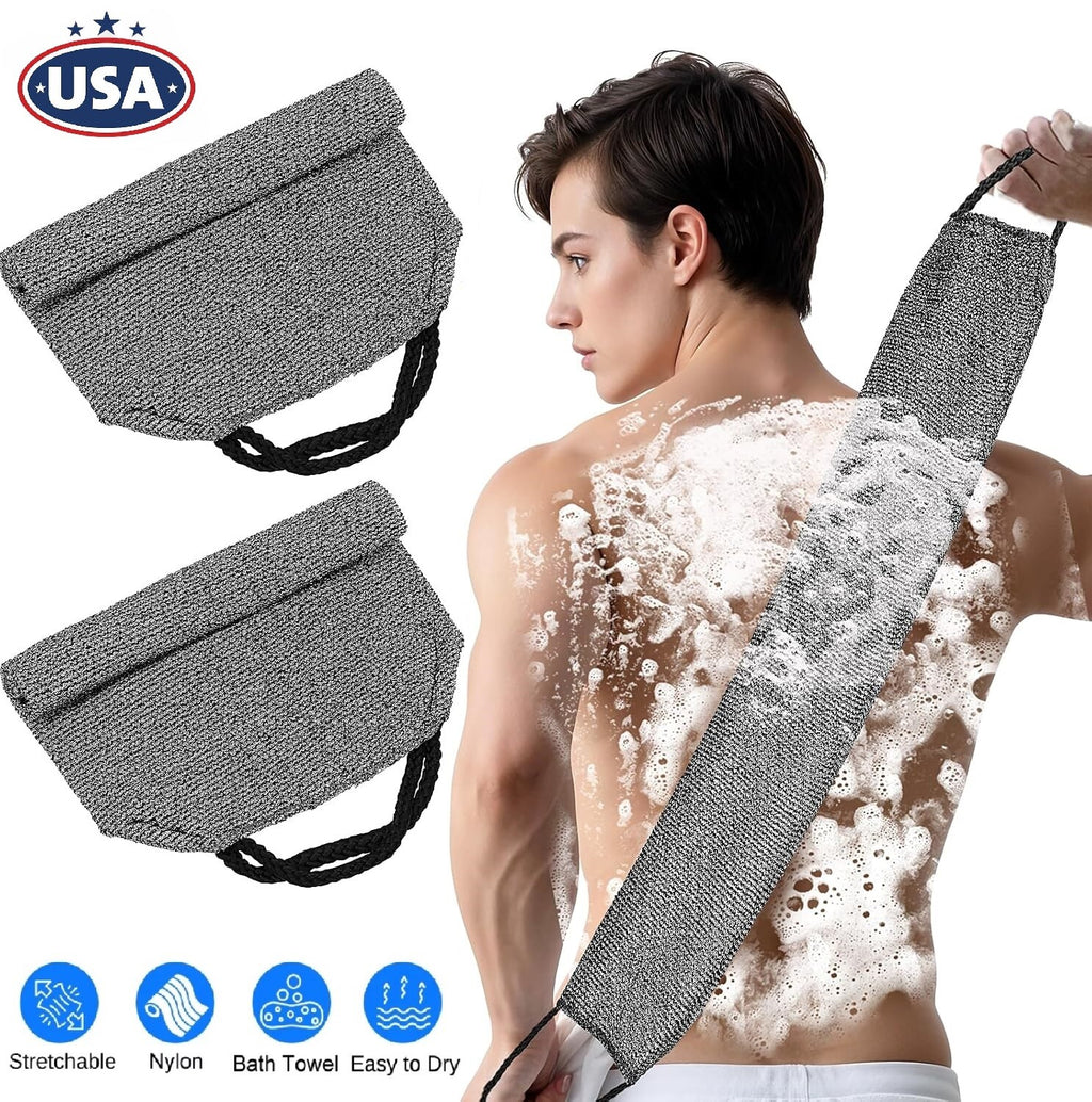 2pcs Exfoliating Back Scrubber Towels for Body Shower & Skin Care